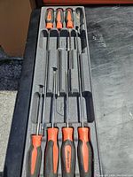 All seven Snap-On screwdrivers in foam tray