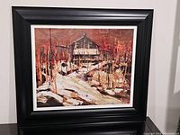 Framed limited edition print "Mowat Lodge" showing artwork and frame.