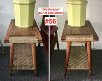 Pair of tables side by side, front view with planter on top