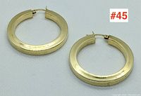 Both hoop earrings laid flat on white background, front view