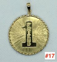 Front view of pendant showing raised '1 FRIEND' text and rope edge with lot number overlay