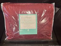 Packaged king size Home Suite mink 6-piece sheet set in red color.