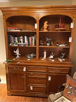 Full view of Selva buffet and hutch with decorative items