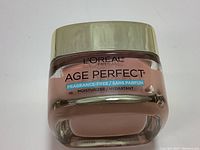 Front view of the L'Oreal Paris Age Perfect Rosy Tone moisturizer cream jar showing label and lid.