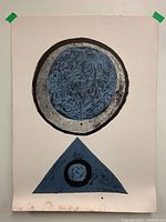 Full view of lithograph taped to wall showing entire composition