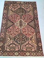 Full view of rug laid flat showing overall pattern and coloration