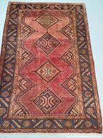 Top-down view of entire rug showing central field and borders