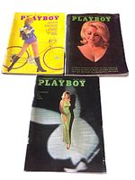 Three vintage Playboy magazine covers from 1965, 1966, and 1971, showing overall condition and cover art.