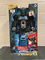 Front view of Bat Tech Bat Bot in packaging, showing the robot toy and box details.