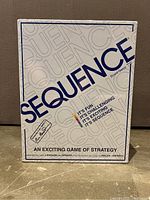 Front of the Sequence board game box showing title and promotional text