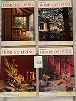 Four magazines showing various covers including interior home scenes and lifestyle images from the 1960s.