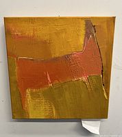 Front view of the square abstract horse painting in warm tones.