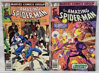 Front covers of two vintage Amazing Spider-Man comics, issues #202 and #203, with cover prices of 40 cents.