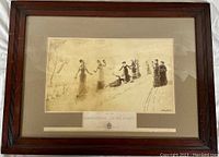 Framed lithograph print by Hans Dahl with visible embossing and text on matting.