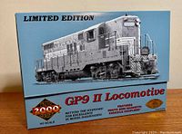Box cover with Limited Edition labeling and image of GP9 II Locomotive.
