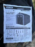 Assembly instructions sheet for Lifetime 8' x 10' Outdoor Storage Shed
