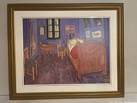 Framed giclee print showing full artwork with gold-tone frame and off-white matting.