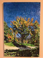 Front view of impasto acrylic painting showing full canvas