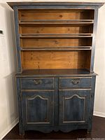 Full frontal view of both buffet base and hutch top showing overall appearance and finish