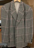 Front view of the Hugo Boss cashmere sports jacket showing plaid pattern and lapels