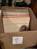 Box showing Beethoven Violin Concerto record on top