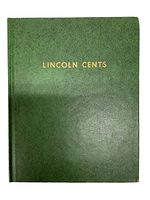 Front cover of green binder titled 'LINCOLN CENTS' in gold lettering.