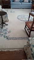 Full view of rug under seating area