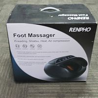 Box of Renpho Foot Massager showing product features and branding.