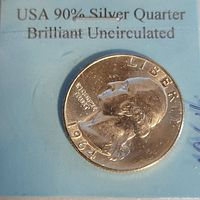 Obverse of 1964 Washington Quarter showing George Washington's profile along with inscriptions.