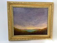 Front view of framed canvas painting