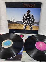 Front of the Pink Floyd Delicate Sound Of Thunder album cover with vinyl records partially displayed in front