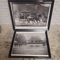 Both framed images stacked for display on a countertop, showing the illustration on top and photograph below