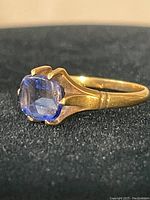 Angled view of ring showing band and gemstone