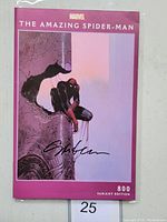 Front cover of Amazing Spider-Man #800 Moebius variant comic book showing Spider-Man crouched on a stone structure with signature across the image.