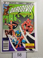 Front cover of Daredevil #174 comic with artwork showing Daredevil and Elektra in combat poses.