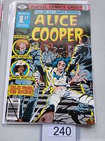 Front cover showing Alice Cooper in straitjacket featuring The Doctor and Nurse Rozetta characters, colorful vintage Marvel comic cover