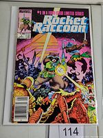 Front cover of Rocket Raccoon #1 Marvel comic book in protective sleeve.