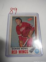 Front of Gordie Howe 1969-70 hockey card showing player in Red Wings uniform, no creases, vibrant colors.