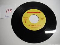 Top view of the 7-inch vinyl record showing the label with song title and artist.