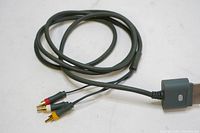 Microsoft Xbox 360 AV cable showing the three RCA connectors and black cable