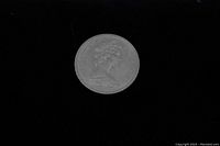 Obverse side of the 1970 Canadian silver dollar coin showing Queen Elizabeth II portrait and inscriptions.