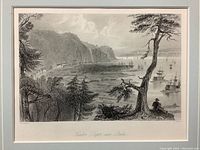 Frontal image of the steel engraving showing the entire artwork with no frame, focusing on landscape, ships, and detailed trees.