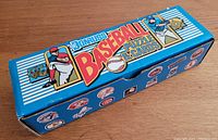Donruss branded blue box labeled 'Baseball Puzzle & Cards' with colorful baseball graphics and logos on the sides.