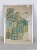 Full view of the antique map print depicting Grey County with color-coded land divisions.