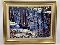 Framed painting on white backdrop showing full artwork and frame