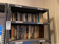 Bookshelf with two shelves of vintage fiction and classic literature books