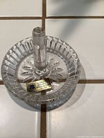 Clear starburst pattern lead crystal ring tree dish with central post