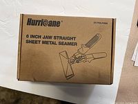 Boxed metal seamer tool branded HurriCane with text showing 6 inch jaw straight sheet metal seamer.