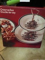 Boxed Christmas Tree double tier serving tray by Spode, showing product image and branding.