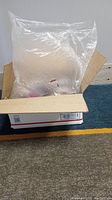 Large USPS Priority Mail box containing a sealed clear plastic bag concealing the jewelry assortment